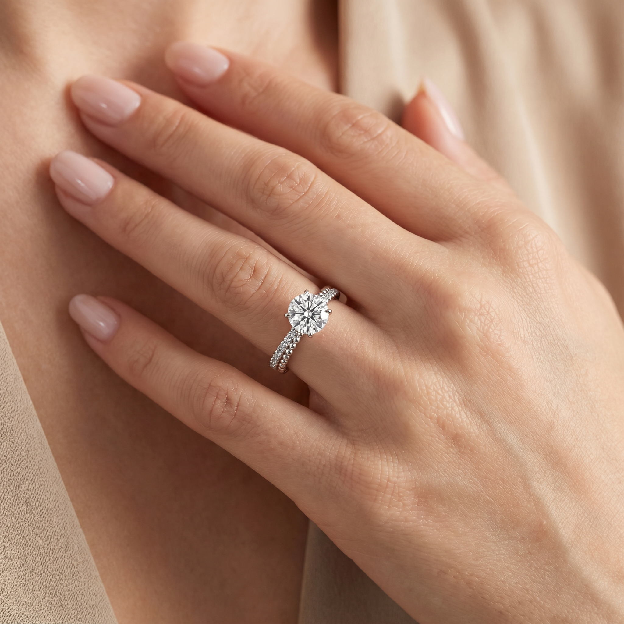 Beaded Bliss Hearts & Arrows Lab Grown Diamond Ring