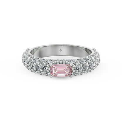 Emerald Pink Sapphire Lab Grown Diamond Ring