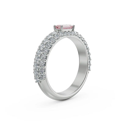 Emerald Pink Sapphire Lab Grown Diamond Ring