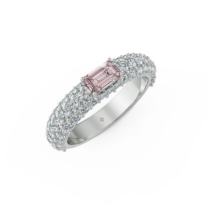 Emerald Pink Sapphire Lab Grown Diamond Ring