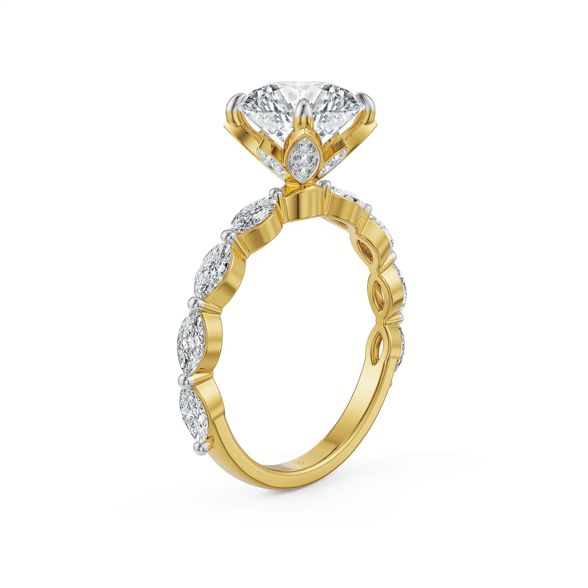 2 CT Crown Leaf Lab Grown Diamond Ring