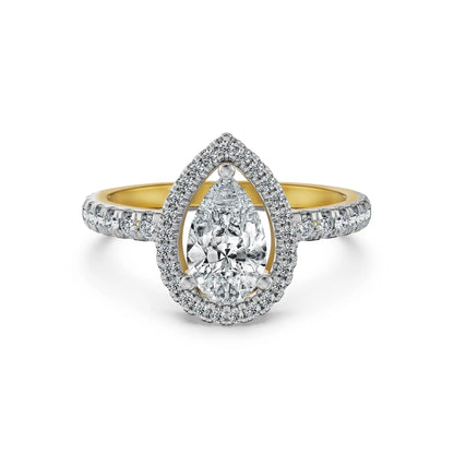 1 CT Pear Halo Lab Grown Diamond Ring