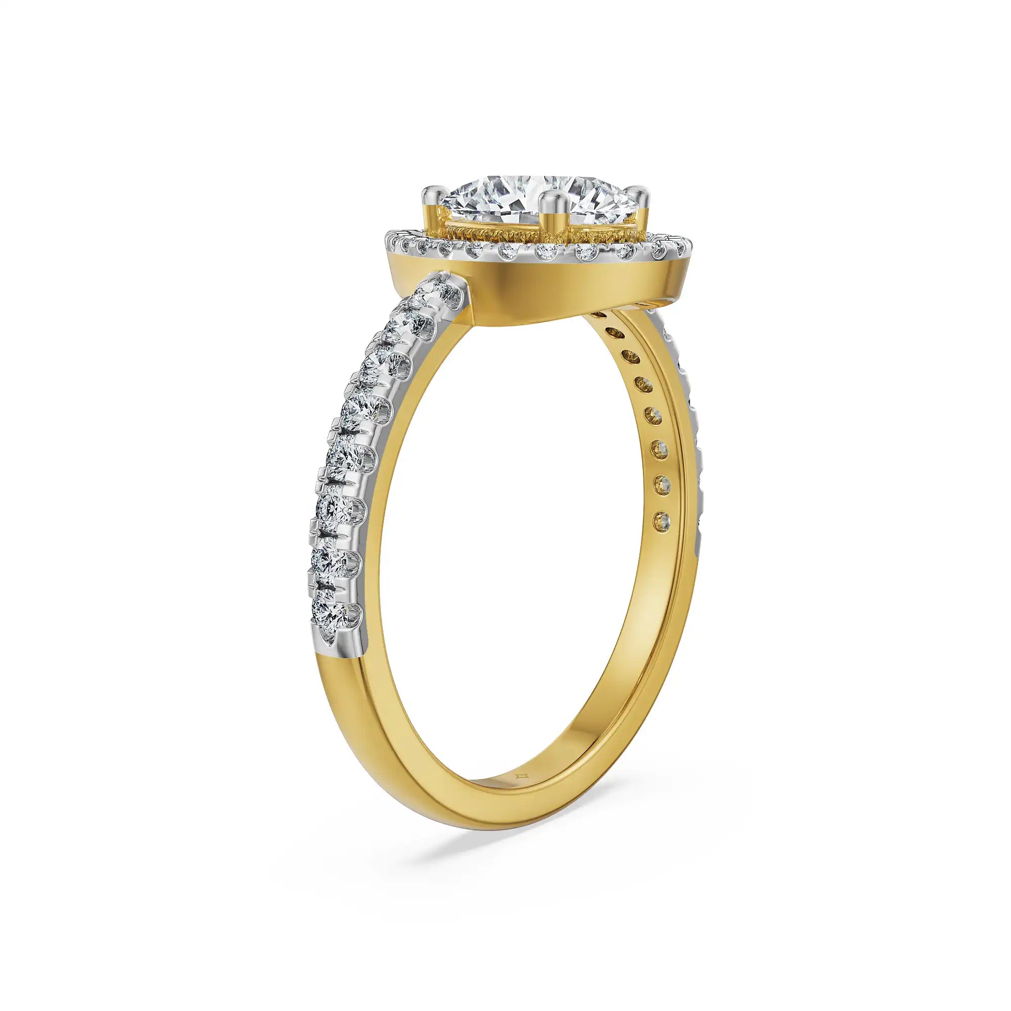 1 CT Pear Halo Lab Grown Diamond Ring