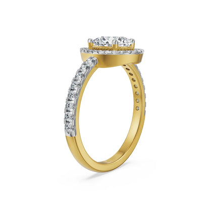 1 CT Pear Halo Lab Grown Diamond Ring