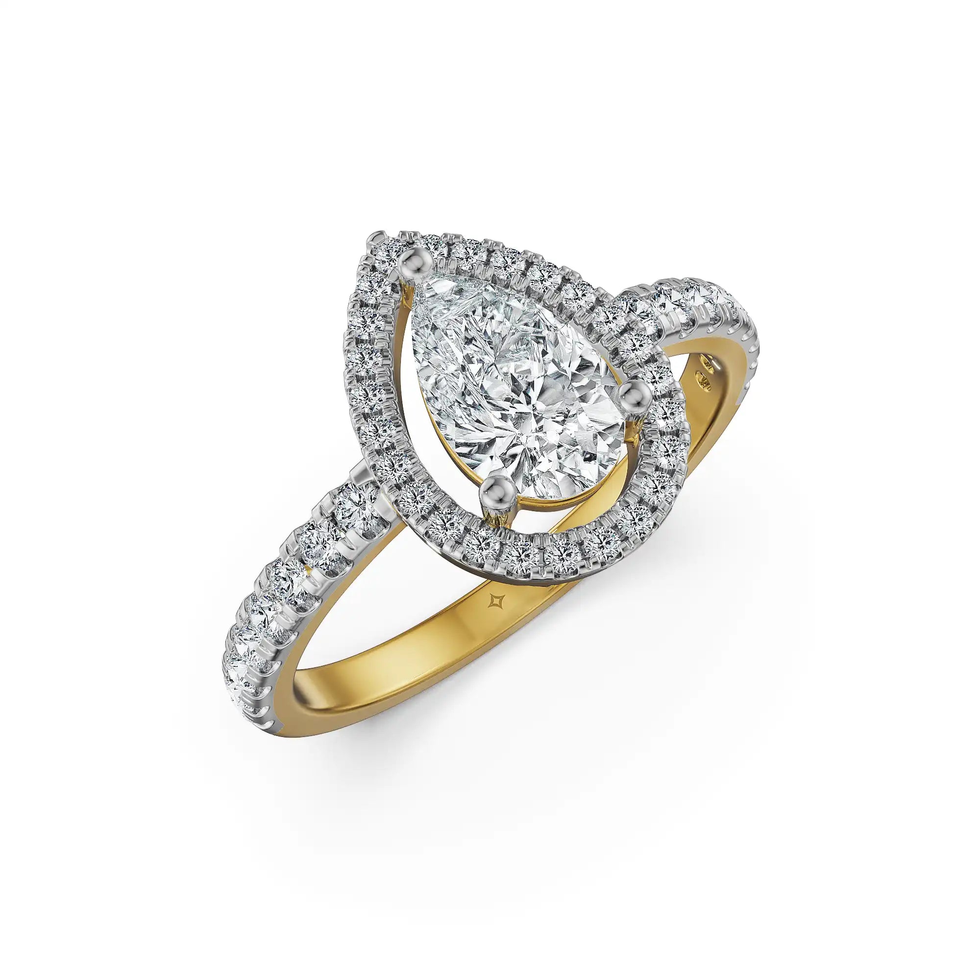 1 CT Pear Halo Lab Grown Diamond Ring