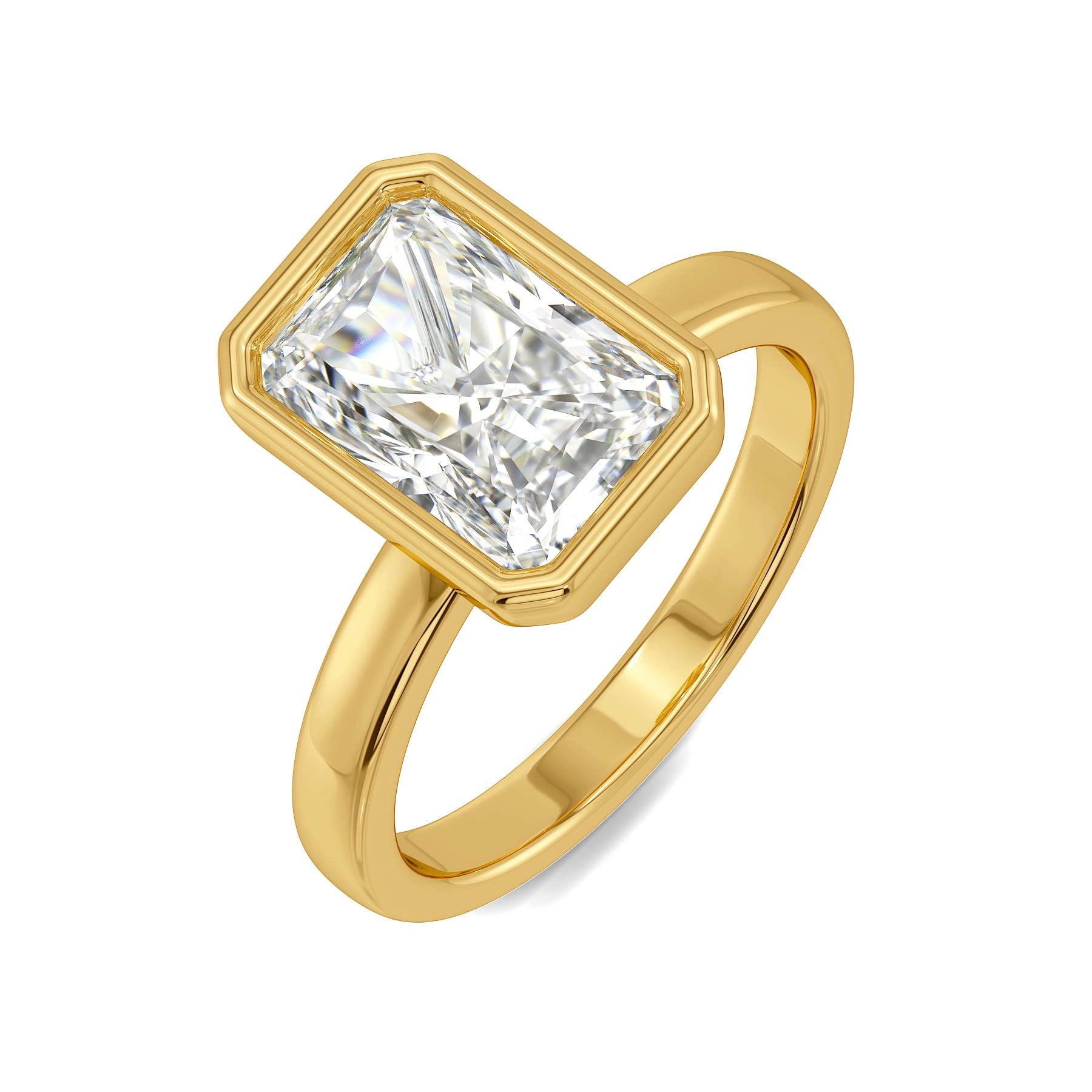 Radiant Bezel Solitaire Diamond Ring
