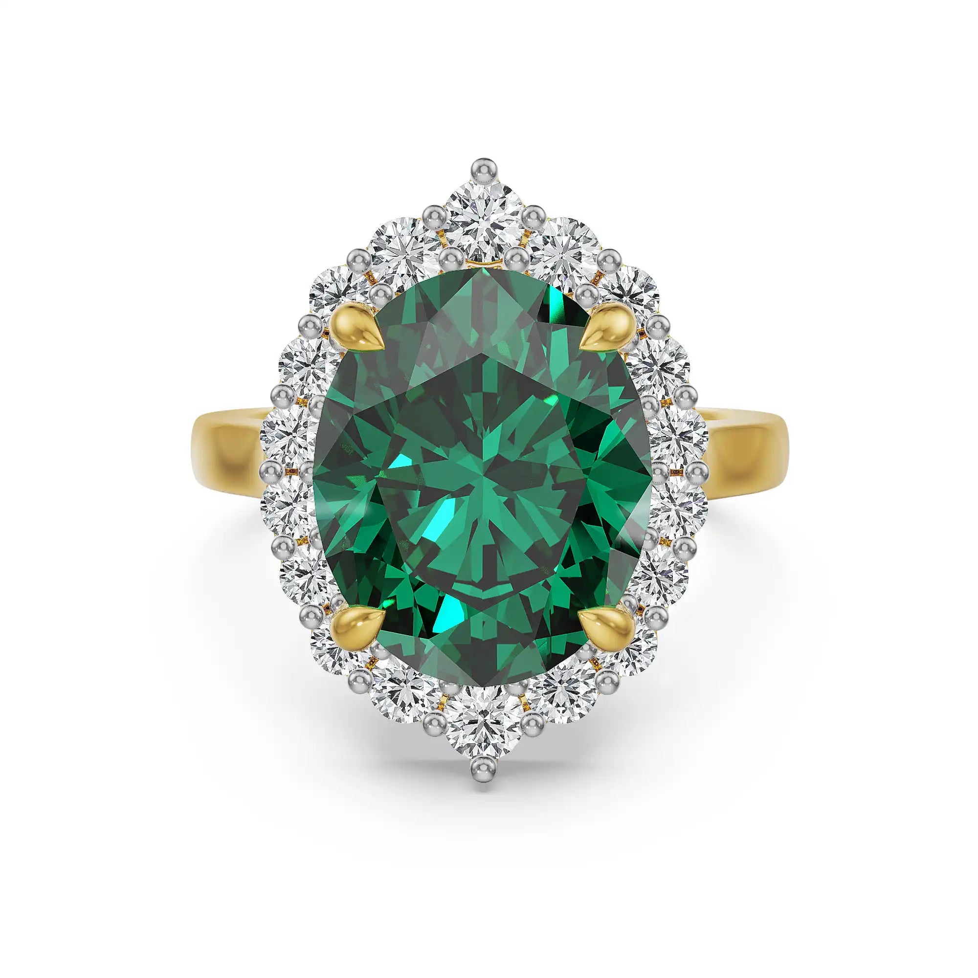 Emerald Halo Lab Grown Diamond Ring