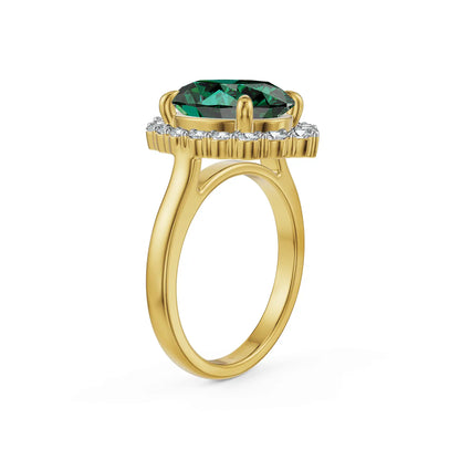 Emerald Halo Lab Grown Diamond Ring
