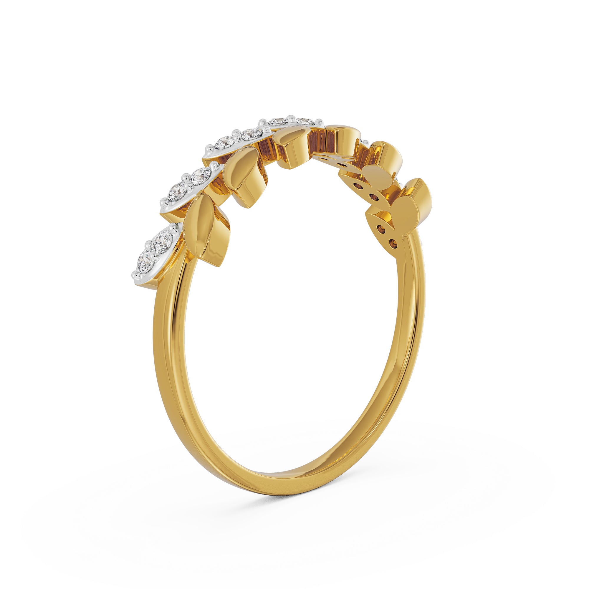 Leafy Crown Diamond Ring Back View