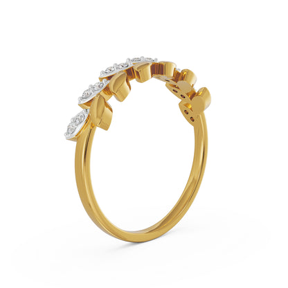 Leafy Crown Diamond Ring Back View