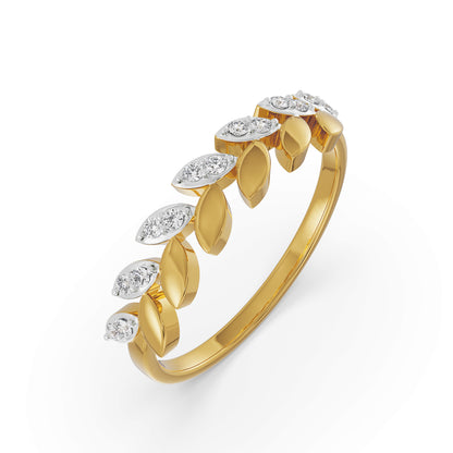 Leafy Crown Diamond Ring Top View