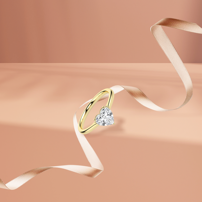 Solitaire Heart Diamond Ring Prospective View