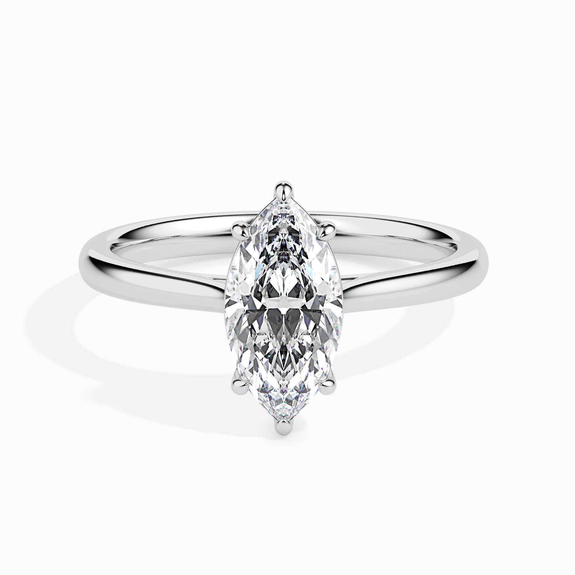Sleek Marquise Solitaire Ring Front View in 9KT