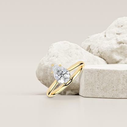 Pear Cut Solitaire Ring Prospective View