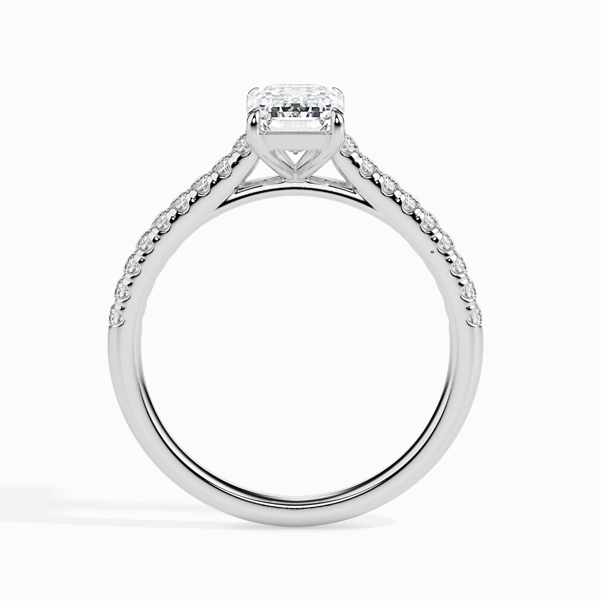 Emerald Cut Solitaire Ring Back View in 9KT