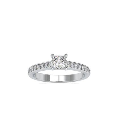 Sparkling Princess Cut Diamond Ring Front view in 9KT