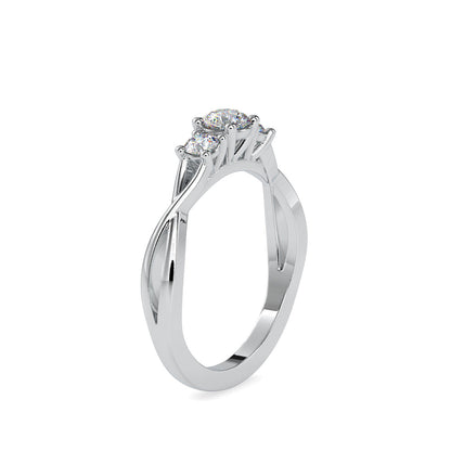Timeless Three Stone Diamond Ring Side view in 9KT