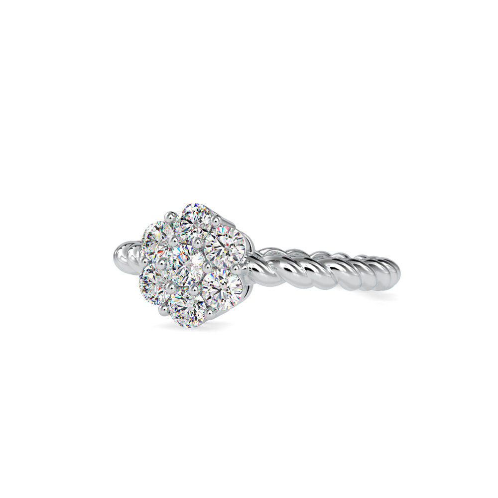 Floral Solitaire Halo Diamond Ring Side View