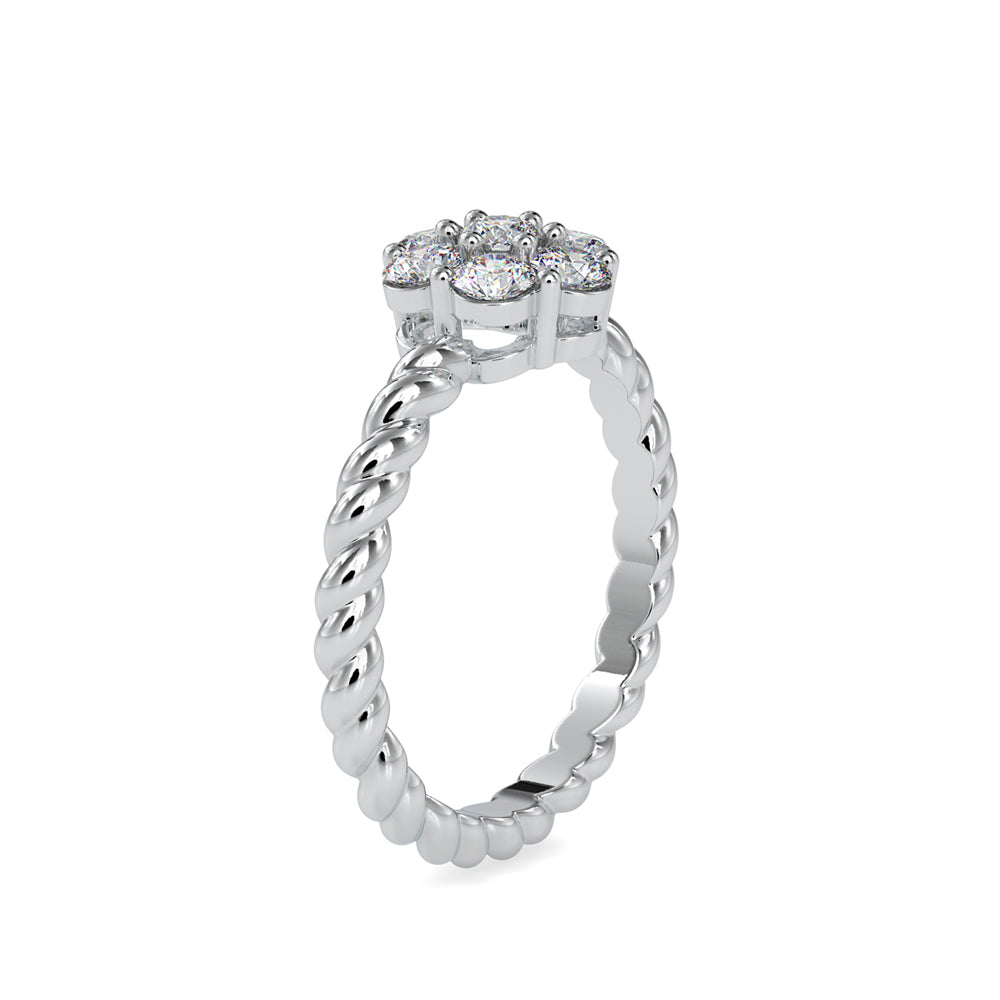 Floral Solitaire Halo Diamond Ring Side View