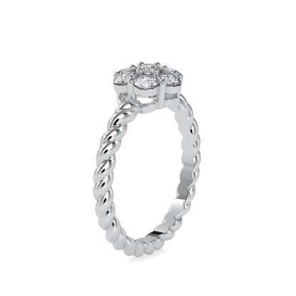 Floral Solitaire Halo Diamond Ring Side View