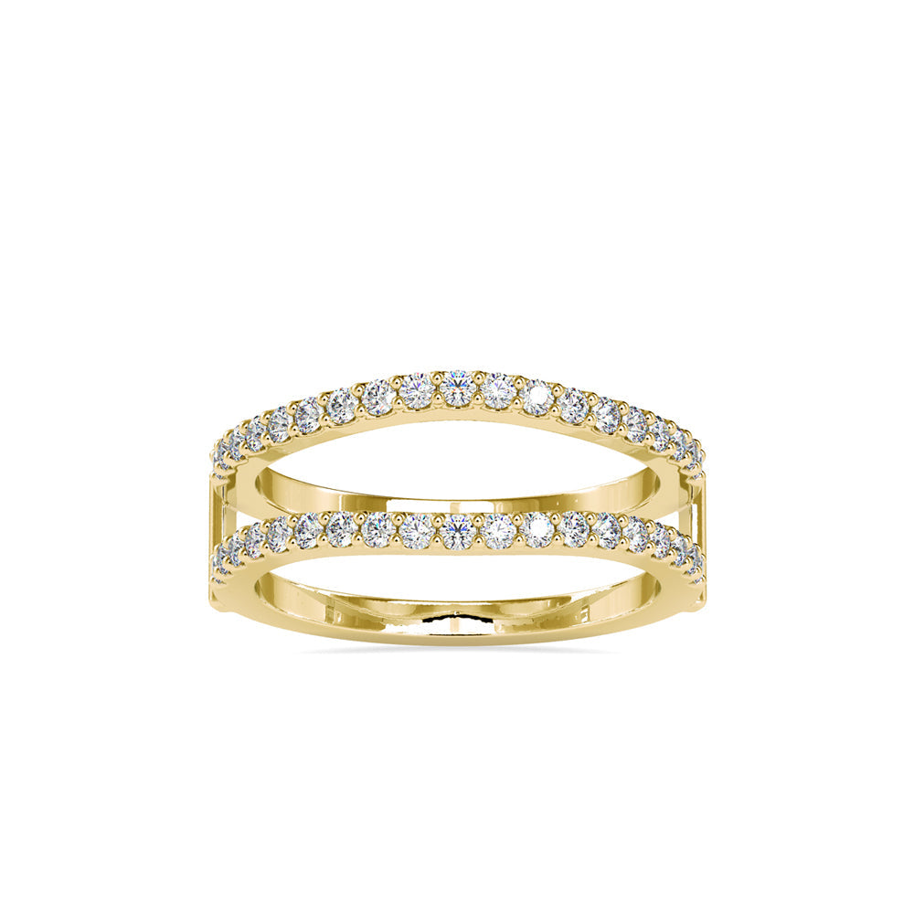 Parallel Bands Diamond Ring Front View in 9KT