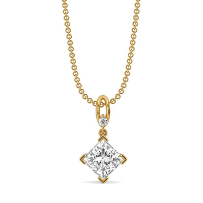 2 CT Pretty Princess Solitaire Lab Diamond Pendant - front view