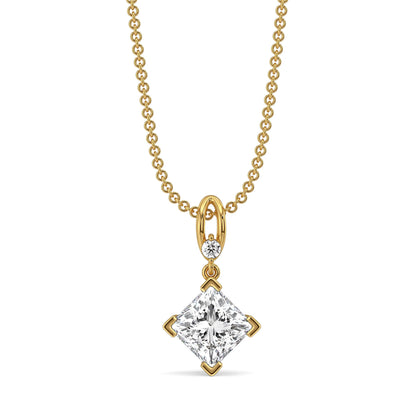2 CT Pretty Princess Solitaire Lab Diamond Pendant - front view in 9KT