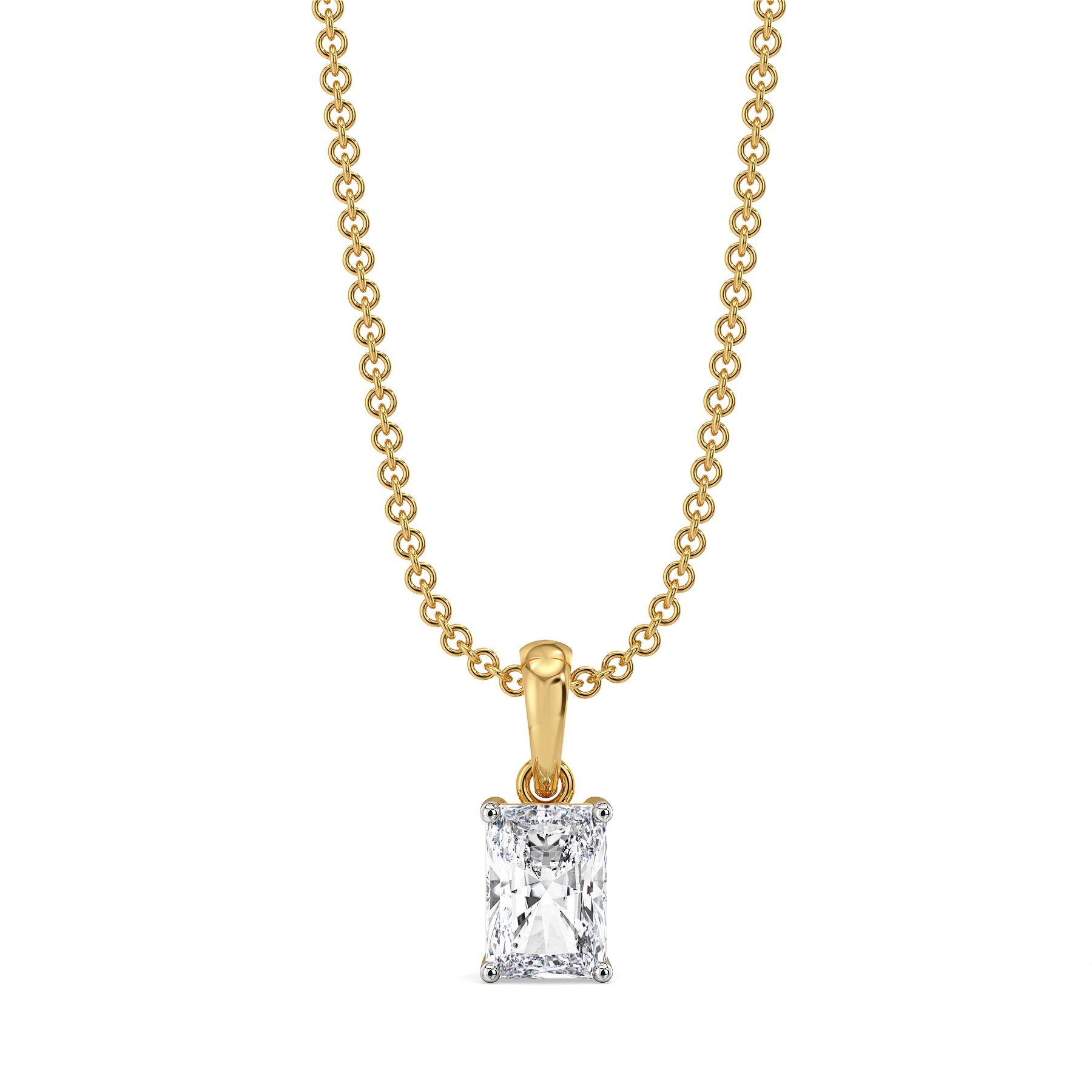 1CT Radiant Lab Grown Diamond Solitaire Pendant - front view