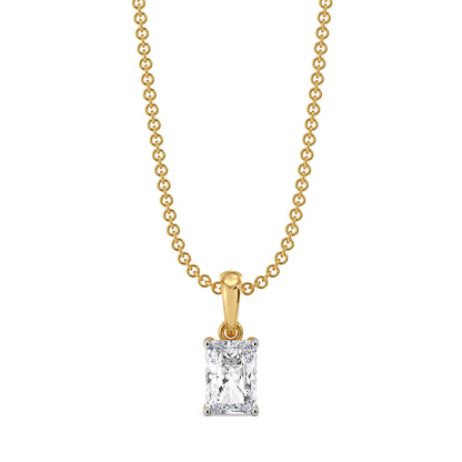 1CT Radiant Lab Grown Diamond Solitaire Pendant - front view