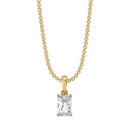1CT Radiant Lab Grown Diamond Solitaire Pendant - front view in 9KT