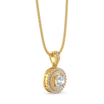 Dual Halo Round Lab Grown Diamond Pendant - side view