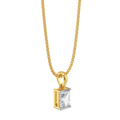 1CT Radiant Lab Grown Diamond Solitaire Pendant - side view