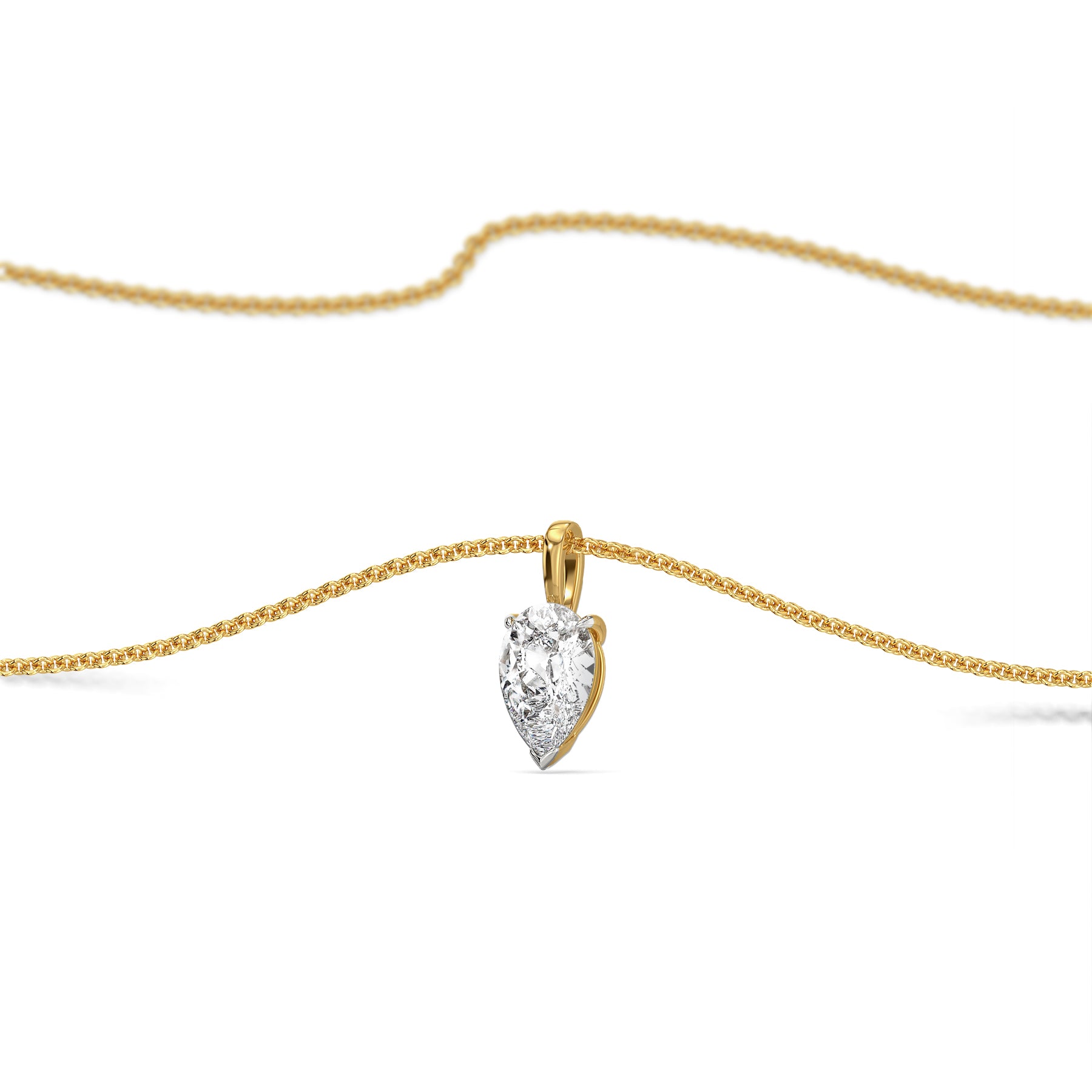 1 CT Dew Drop Lab Grown Diamond Solitaire Pendant - perspective view