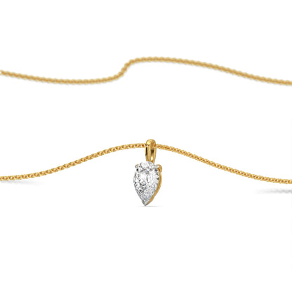1 CT Dew Drop Lab Grown Diamond Solitaire Pendant - perspective view