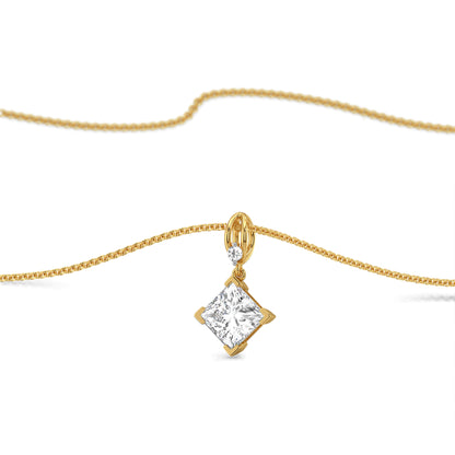 2 CT Pretty Princess Solitaire Lab Diamond Pendant - perspective view