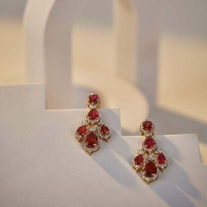 Ruby Pear Lab Diamond Dangle Earrings