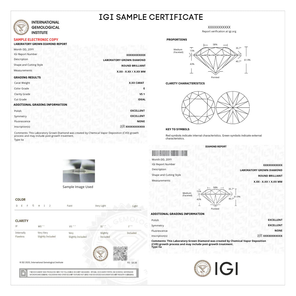 igi sample certificate in 9KT