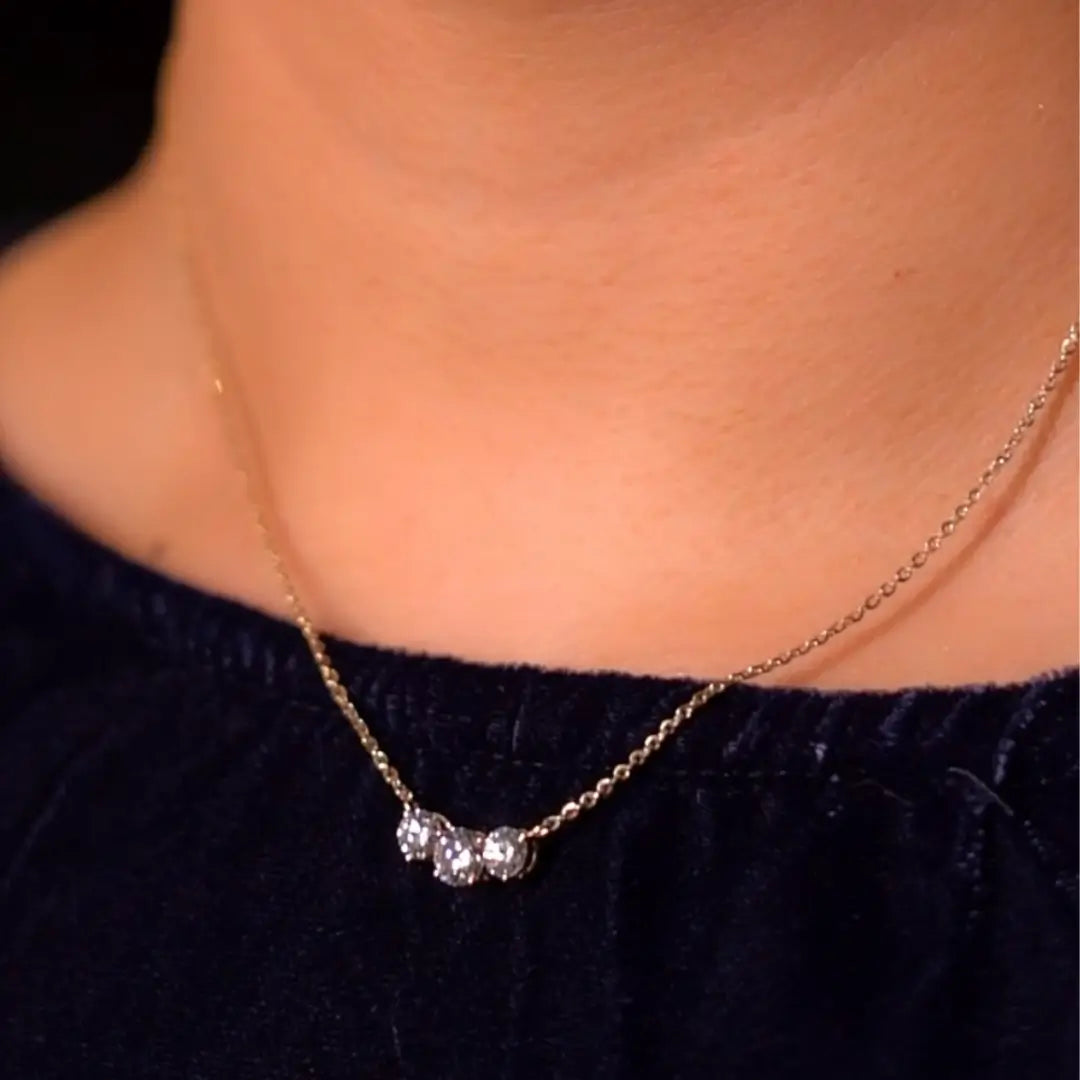 Triple Solitaire Diamond Necklace_in-stock