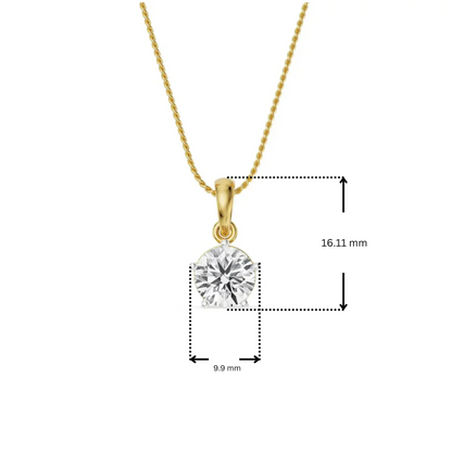 Dimension Guide for Five Prong 2 CT Lab Grown Diamond Pendant