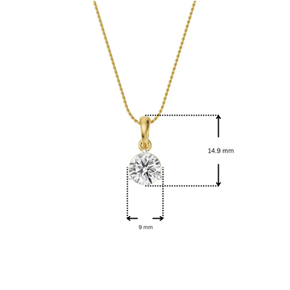Dimension Guide for Three Prong 1.5 CT Lab Grown Diamond Pendant