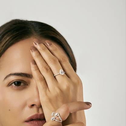 Vintage Pear Lab Diamond Engagement Ring