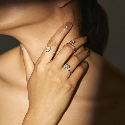 Half Moon Accent Lab Grown Diamond Ring