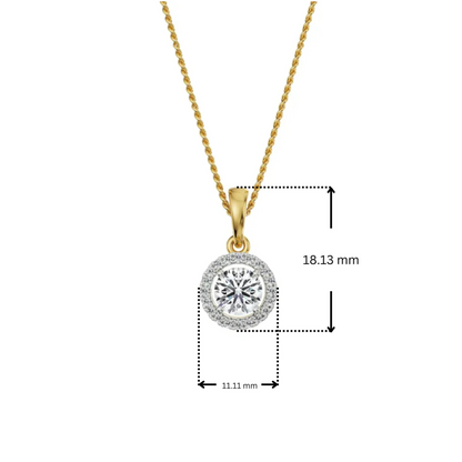 Dimension Guide for 1.5 CT Bianca Halo Round Lab Diamond Pendant