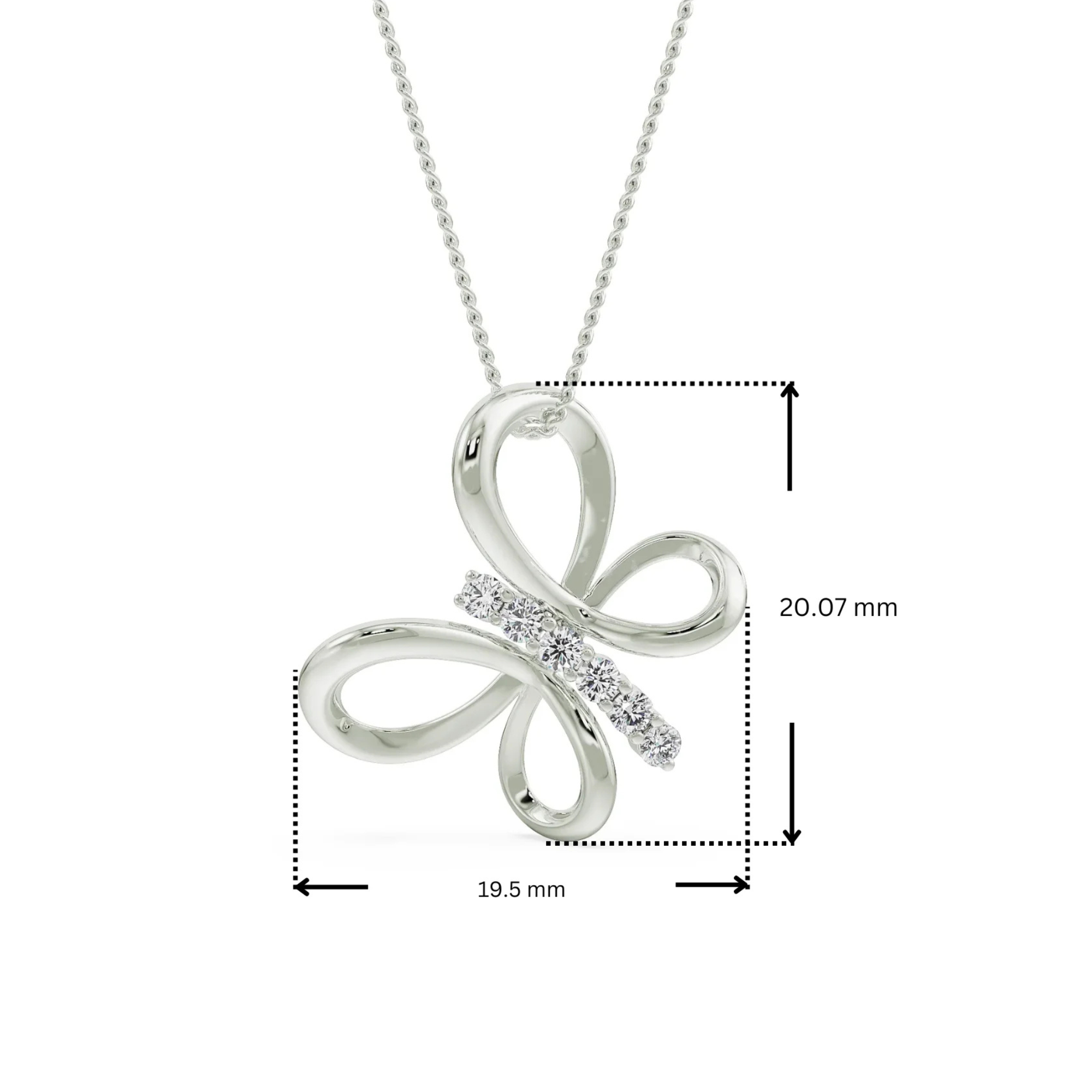 Dimension Guide for Lab Grown Diamond Butterfly Dream Pendant