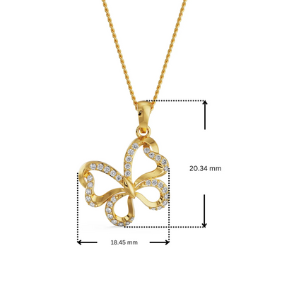 Dimension Guide for Whimsical Butterfly Lab Grown Diamond Pendant