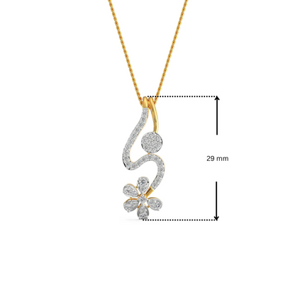 Dimension Guide for Floral Drop Lab Grown Diamond Pendant