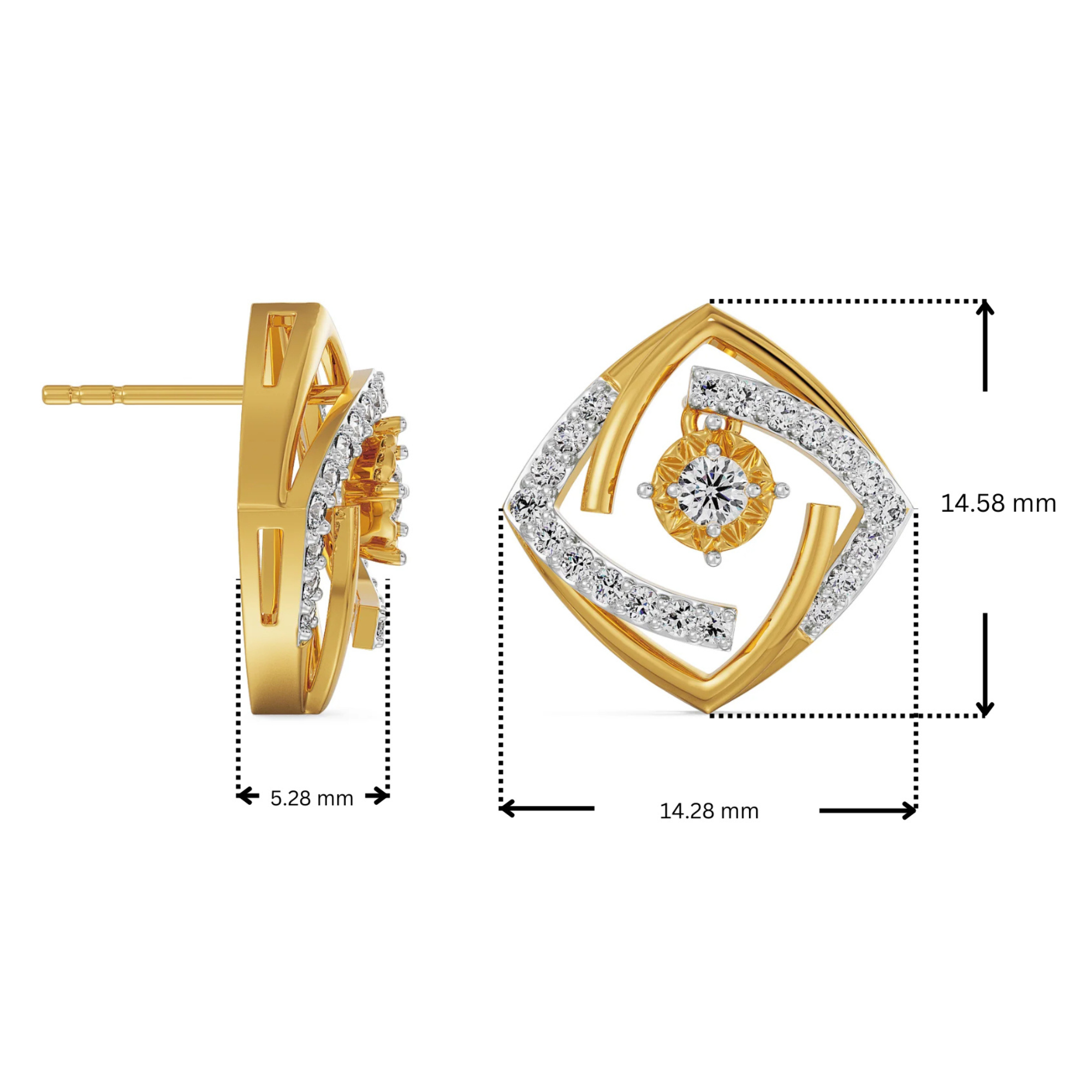 Square Styled Lab Grown Diamond Earrings