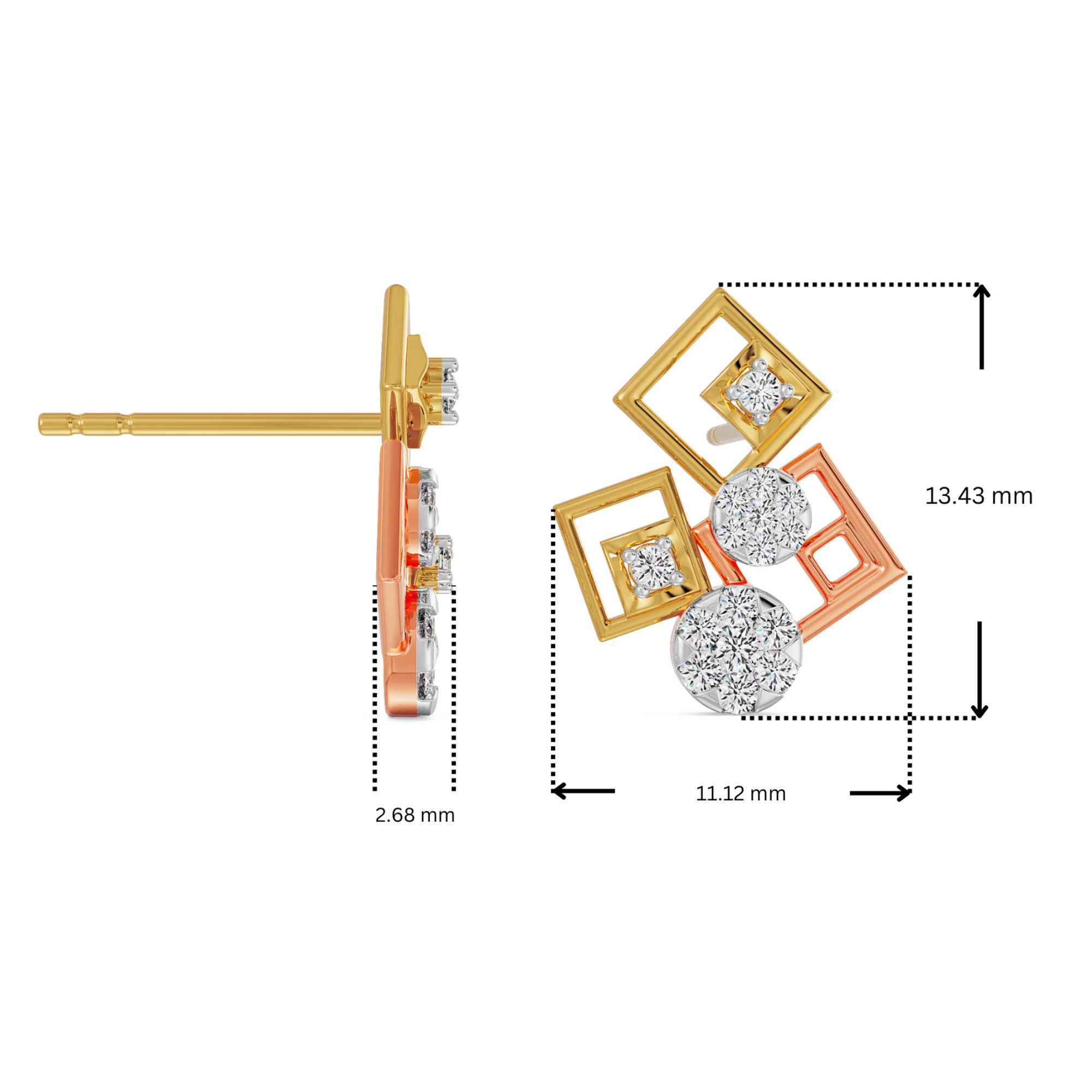 Geometrical Lab Grown Diamond Earrings