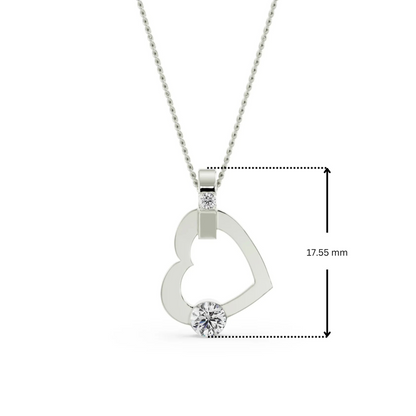 Dimension Guide for Tilted Lab Grown Diamond Heart Pendant