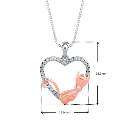 Dimension Guide for Whiskered Love Cat Lab Grown Diamond Pendant
